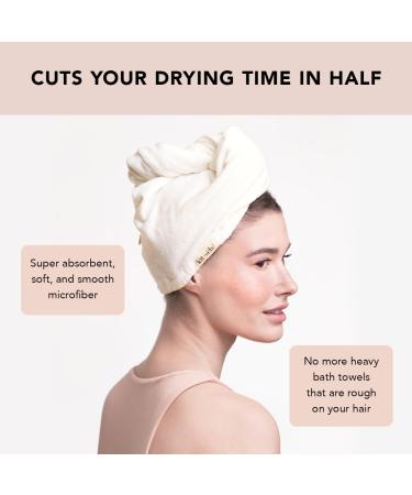 Kitsch Microfiber Hair Towel Wrap for Women – Ultra Absorbent Microfiber Bath Towels for Wet Curly Long or Short Hair - White Ivory - Buy Online on GoSupps.com