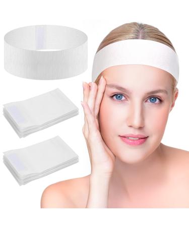 Sublaga 40 Pack Spa Headband for Women Disposable Skincare Headbands for Facials Esthetician Supplies Esthetician Headbands Stretch Headbands for Women's Hair (40pcs white)