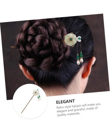 Mikinona Antique Hairpin Green Hair Clips Hanfu Girls Headwear Green Vintage Hairpin Chinese Handmade Hair Accessories Retro Chinese Stylish Clips Retro Hair Pin Copper Bride Walk - Buy Online on GoSupps.com