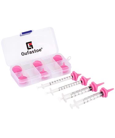 Gufastoe 10pcs Original and Mini Nipples with Syringes for Pets and Wildlifes Pink