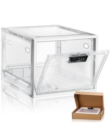 Yalikop Lockable Box Medicine Lock Box for Safe Medication Plastic Clear Lockable Storage Box for Medicine Snacks Food and Home Safety Phone Lockable Storage Bin Refrigerator Locking Container(White) - Buy Online on GoSupps.com