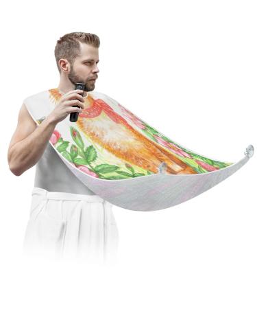 Beard Bib Apron Beard Bib Hair Catcher for Men Shaving and Trimming Non-Stick Waterproof Beard Cape Grooming Cloth Cat Butterflies Flowers