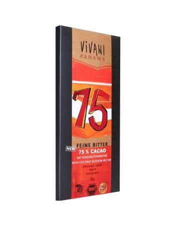 Vivani Organic Chocolate | Dark 75% Chocolate | 3 x 80g