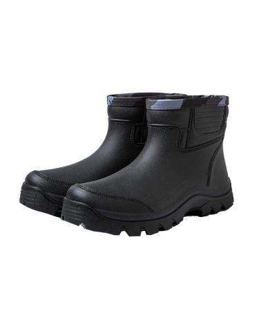 jessie Rain Boots for Men PVC Waterproof Rubber Boots Mud Boot Short Ankle Boots 11