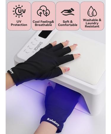 Kalolary Anti UV Gloves for Nail Lamp UPF50+ UV Protection Gloves for Manicure Nail Art Fingerless UV Shield Gloves for Women Girls Gel Manicures (Black) - Buy Online on GoSupps.com