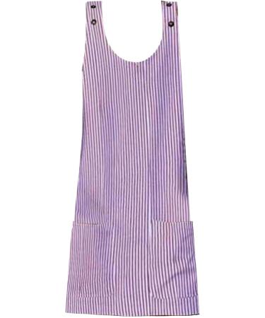 Women's Wing Sleeve Round Neck Pocket Button Striped Camisole Dress Plus Size Pocket Dress Full Length Dress Plus Pink 4X-Large - Buy Online on GoSupps.com