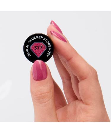 SEMILAC 377 Shimmer Stone Ruby Nail UV Gel Polish | Long Lasting and Easy to Apply | Soak off UV/Led | Perfect for Home and Professional Manicure and Pedicure 7 ml Red Silver - Buy Online on GoSupps.com