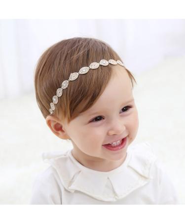 COUXILY Baby Girls Lace Flower Headband - 4 Pack Faux Leather Elastic Hairbands for Newborns & Toddlers - Perfect for Everyday & Special Occasions - Buy Online on GoSupps.com