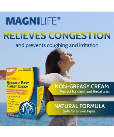 MagniLife Breathe Easy Chest Cream - Natural Chest Rub for Coughing, Congestion & Aches - 4oz - Buy Online on GoSupps.com