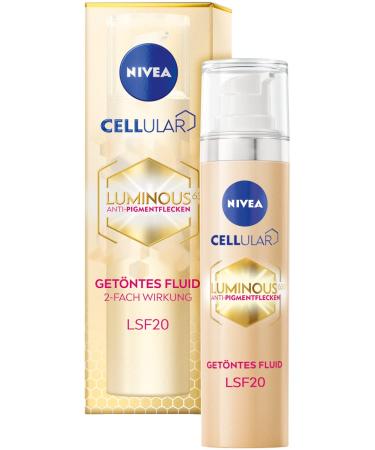 NIVEA Cellular Luminous 630 Anti-pigment spots tinted fluid LSF20 (40 ml) facial care for pigment spots and age spots moisturizing fluid with hyaluron anti-pigment spots fluid - Buy Online on GoSupps.com