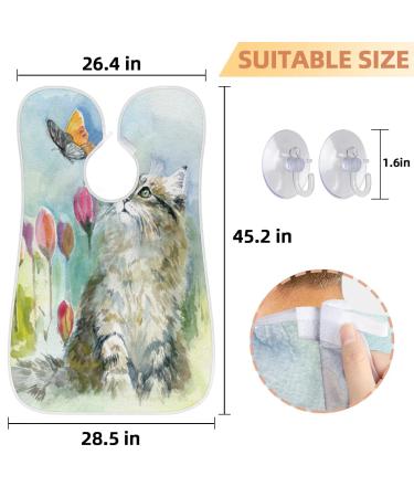 Buy Lovely Cat Butterfly Beard Bib Apron - Waterproof Grooming Cape for Men | Non-Stick Hair Catcher with Suction Cups | Perfect Gifts for Men - Buy Online on GoSupps.com