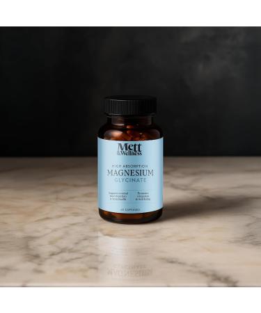 Mett Wellness Magnesium Glycinate | 60 Capsules | Supports Relaxation Muscle & Nerve Function | Bone Heart & Digestive Wellness - Buy Online on GoSupps.com