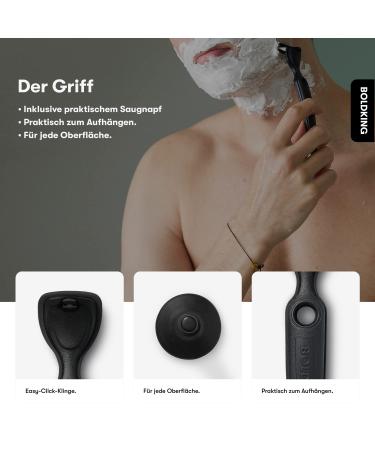 Boldking 3in1 Men's Razor - Flexible Blades for Beard Head and Body Shaving | Ideal for Normal Skin - Includes Suction Cup - Buy Online on GoSupps.com