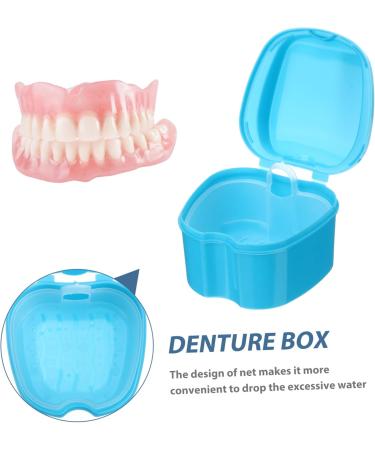 Coheali Prosthetic Toothbrush & Denture Box - Pink & Light Blue Storage for False Teeth | Durable Dental Compression Container - Buy Online on GoSupps.com