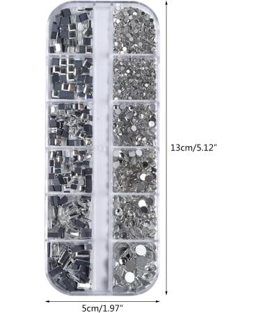 FEIlei 12 Grids Nail Charms Rhinestones Flat Back Diamond Nail Art Crafts Rhinestones - Buy Online on GoSupps.com