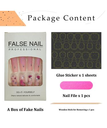 Halloween Press On Nails - Long Coffin Designs Ghost Pumpkin & Spider Web 24 Pcs - Cute Full Cover Fake Nails with Glue for Women & Girls - Buy Online on GoSupps.com
