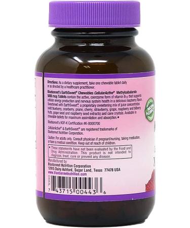 Buy Bluebonnet Nutrition EarthSweet Chewables Methylcobalamin 5000 mcg - Raspberry Flavor, 60 Tablets - Buy Online on GoSupps.com