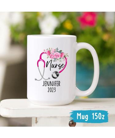 Personalized Heart Stethoscope Nurse Mug | Custom RN Gifts & Coffee Cups for Nurses | Perfect Nursing Week Gift - 11oz & 15oz - Buy Online on GoSupps.com
