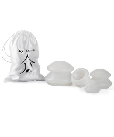 Habys silicone cupping glasses cupping heads | suction cup massager | anti cellulite cupping set cuppin set | 4 pieces (white)