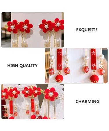 KALLORY Baby Hair Accessories: Tassel & Kimono Flower Hair Clip Set - Girl Hair Clips in Chinese Ancient Style (1 Pair) - Buy Online on GoSupps.com