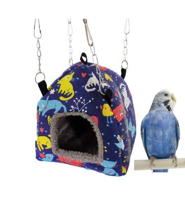 Bird Nest House Bed Toy for Pet Parrot Budgie Parakeet Cockatiel Conure Cockatoo African Grey Amazon Lovebird Finch Canary Hamster Rat Gerbil Chinchilla Ferret Squirrel Cage Medium Blue Cat
