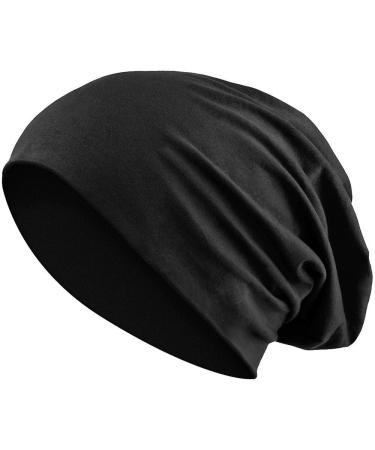 Balinco beanie hat for men and women (unisex) from jersey cotton flexible slouch in 30 has perfect for spring autumn and winter 100% cotton cap unit size black