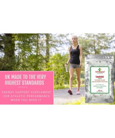 L-Taurine 1000mg High Strength Energy Supplement for Endurance & Muscle Pump - 90 Tablets by VitMan Nutrition - Buy Online on GoSupps.com