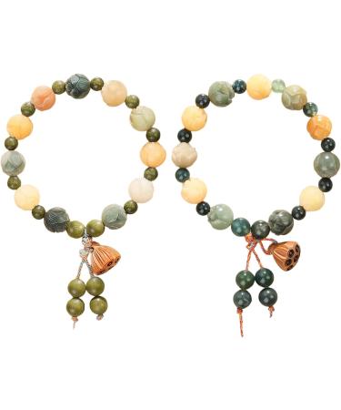 Oralgo Lotuses Bodhi Hand Chain | Unique Flower Pen Jewelry for Happiness & Wealth | Adjustable Ethnic Agate Style Bracelet - Buy Online on GoSupps.com