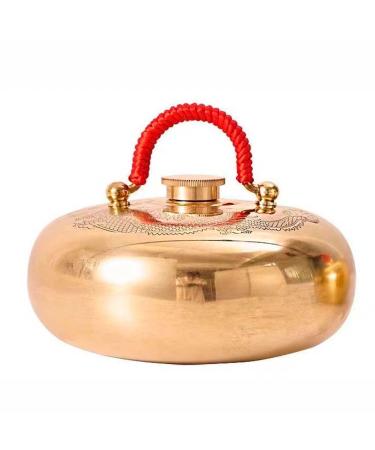 Copper hot water bottle for children adults copper heat bag bed bottle with fluffy hot water bag for hot and cold therapy hand-foot warmer safe heating tools DD123 SIZE: 15cm Thick: 1.1mm