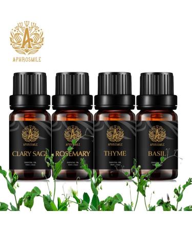 Aromatherapy Clary Sage Essential Oil Set for Diffuser 100% Pure Thyme Essential Oils Kit for Humidifier 4X10ml Therapeutic Grade Fresh Grassy Essential Oils Set-Clary Sage Thyme Rosemary Basil Oil - Buy Online on GoSupps.com