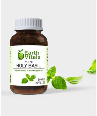 Earth Vitals - Holy Basil/Tulsi Capsules - 90 Veg Capsules - Nutritionally Rich Herbal Supplement from India
