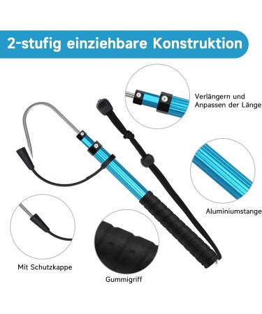 Komclub Telescopic Fishing Gate - Durable Aluminum Alloy Fishing Accessories with Hooks & Rubber Grinding for Sweet & Salt Water - 90cm - Buy Online on GoSupps.com