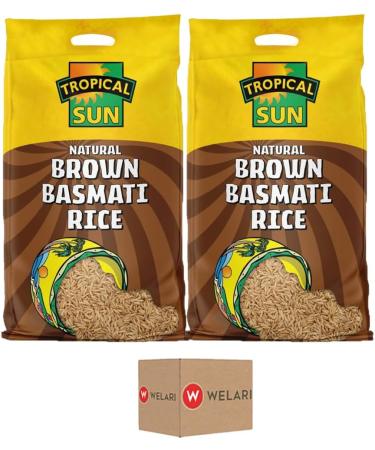 Tropical Sun Natural Brown Basmati Rice Salad Biryani Sushi Nutty Whole Grain Bran Wheat 5kg Pack of 2 with Welari Thank You Card | (2pack) - Buy Online on GoSupps.com