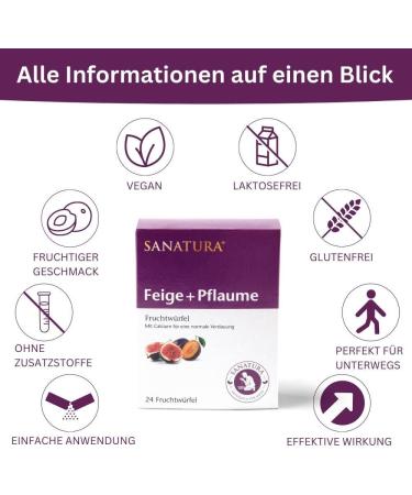 Sanatura Fig Plum Fruit Cubes - 24 Pieces | Boost Digestion with Figs Plums Tamarinds & Inulin | 240g - Buy Online Worldwide - Buy Online on GoSupps.com
