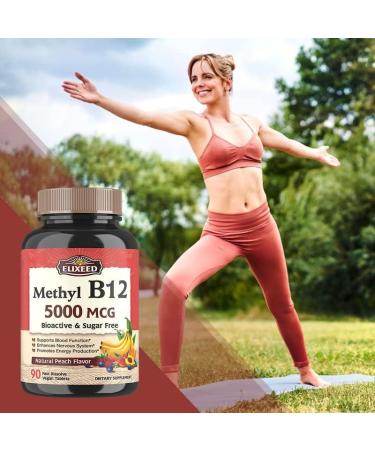 Elixeed Vitamin B12 5000mcg Methylcobalamin 90 Fast Dissolve Tablets - Blood Function, Energy & Nerve Support - Peach Flavor, Vegan & Non-GMO - Buy Online on GoSupps.com