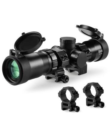 Professional Crossbow Scope, 300-450FPS(1.5-5x32), 20-100 Yards High Brightness and high Definition Red and Green Etched Glass Reticle, Free 20mm mounts