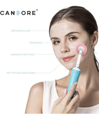 Sugared Rose Face Clean CANDORE Brush Head - 4 in 1 Anti-Aging Cleansing Exfoliating Makeup Remover - Compatible with Oral B electric toothbrush - Buy Online on GoSupps.com
