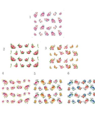 6 Sheets Women Hand-made Accessories Various Nail Stickers Water Sticker Decoration Flower Art - Buy Online on GoSupps.com