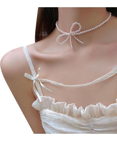 Oralgo's Stylish Bow Necklace - Unique Art Pearl Jewelry Gift for Women & Girls - Buy Online on GoSupps.com