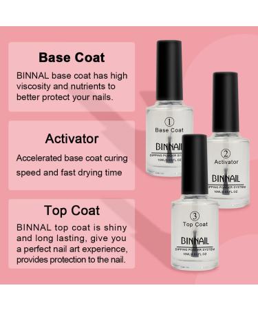 BINNAIL Dip Gel Kit with Base, Activator, Top Coat & 3 Dip Liquids - Dipping Nails Set - Buy Online on GoSupps.com