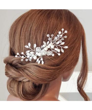 FRCOLOR Wedding Hair Comb Pearl Rhinestone Crystal Bridal Headpiece Hair Clip Barrette Wedding Hair Accessories for Women - Buy Online on GoSupps.com