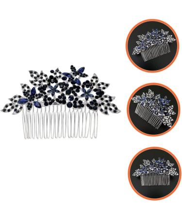 MUSISALY Dark Blue Hair Comb Bridal Hair Comb Wedding Hair Comb Flower Girl Headpiece Bride Hairpiece Wedding Hair Accessories for Brides Rhinestone Headpiece Floral Hair Comb - Buy Online on GoSupps.com