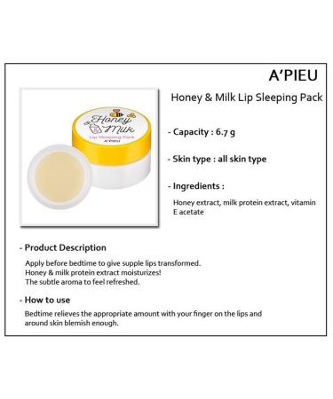 Buy Honey & Milk Lip Sleeping Pack Nourishing Overnight Treatment for Soft Lips | Fast International Shipping - Buy Online on GoSupps.com
