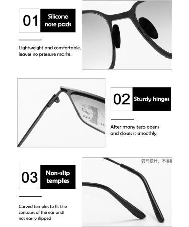 Buy Koosufa Progressive Reading Glasses | Multifocus Sun Reading Glasses with UV Protection & Blue Light Filter | Men's Large Metal Sunglasses - Various Strengths Available - Buy Online on GoSupps.com