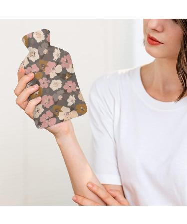 Brown Flower Hot Water Bottle with Plush Cover - Hand Warmer for Adults & Kids | 26.5x15.3cm | International Shipping Available - Buy Online on GoSupps.com