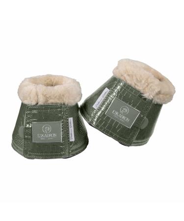 Eskadron Platinum Hufglocken Sprungglocken Croco FAUXFUR 1 Paar ashgreen XXL