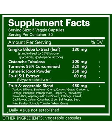 Natrition Brain Booster - Ginkgo Biloba Turmeric Cistanche Tubulosa Fo-ti Extract Blend - Natural Antioxidant Support for Brain Function - Clarity Focus and Memory Enhance - 90 Veggie Capsules - Buy Online on GoSupps.com