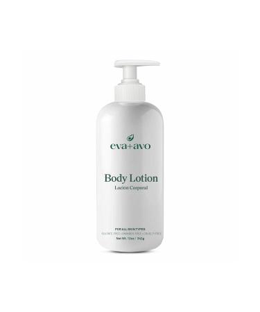 Eva + Avo Hydrating Body Lotion Lightweight Moisturizing Formula for Dry Extra Dry & Combination Skin Daily Body Moisturizer for Women & Men 12 Fl Oz Body Lotion 12 Fl Oz (Pack of 1)