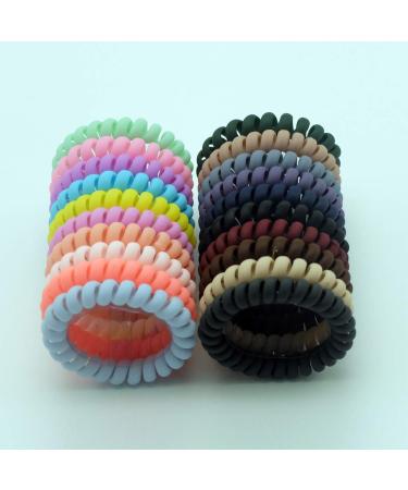 Matte Spiral Hair Ties - 20 Colorful Phone Cord Coil Hair Accessories for Women-Girls - Buy Online on GoSupps.com