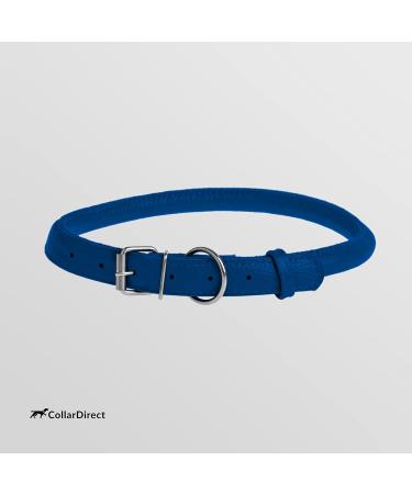 Collardirect Handmade Round Leather Dog Collar - Soft Padded Rolled Design for Dogs & Cats - Adjustable 40-45 cm Available in Black Pink Red Purple Blue Navy - Buy Online on GoSupps.com
